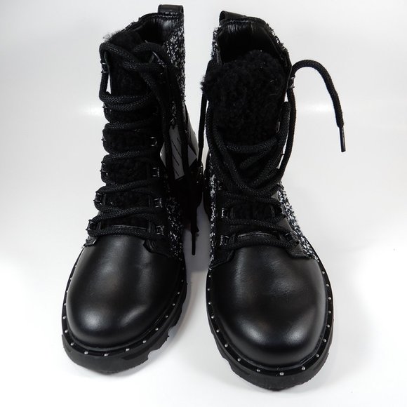 SOREL Lennox Lace Waterproof Shearling BOOTS Size 6.5 Black Leather NEW $200 - Picture 5 of 12